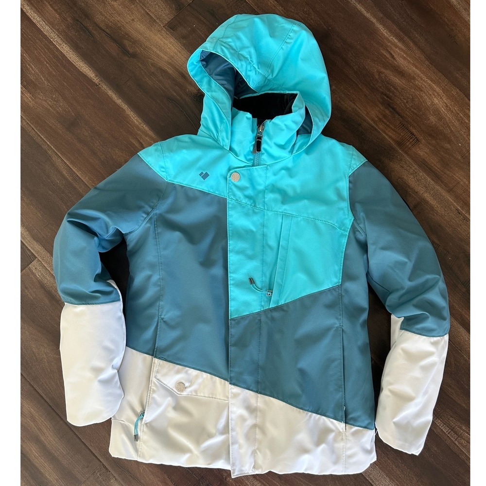 Obermeyer Teen Large Blue Colorblock Hooded Ski Jacket Youth Size 14-16